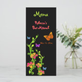 Carte menu Papillons et fleurs néon (Debout devant)