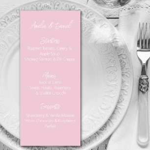 Carte Menu Pink Love Heart