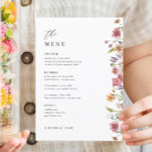 Carte menu plat 5 x 7" Floral Mariage Table Menu