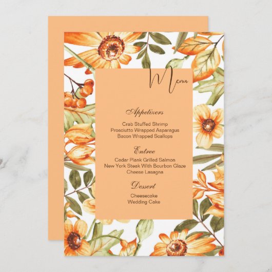 Carte menu plat - Automne (Devant / Derrière)