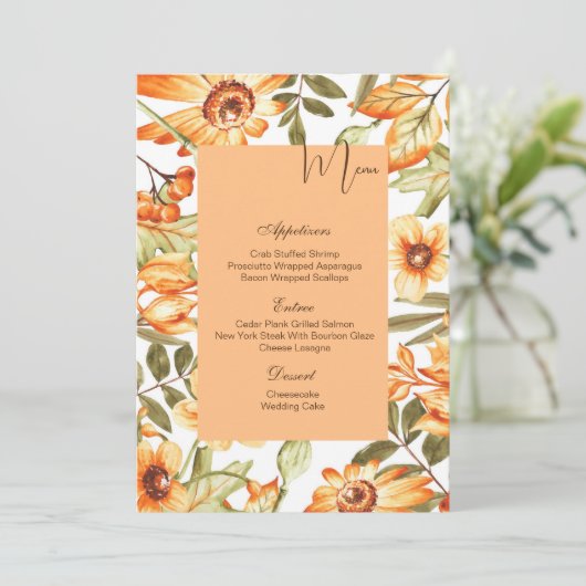 Carte menu plat - Automne (Debout devant)