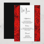 Carte menu plat - Roses rouges (Devant / Derrière)
