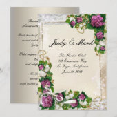 Carte Menu Purple Hydrangea Et Dentelle (Devant / Derrière)