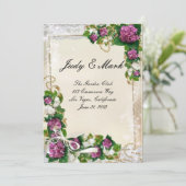Carte Menu Purple Hydrangea Et Dentelle (Debout devant)