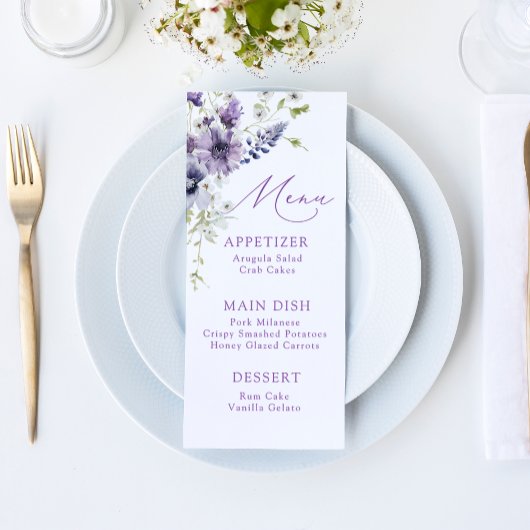 Carte Menu Purple + Lavender Floral