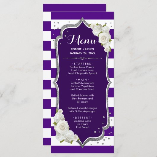 Carte Menu Purple Silver (Devant / Derrière)