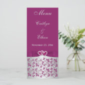 Carte Menu Purple, Silver Grey Floral, Cartes (Debout devant)