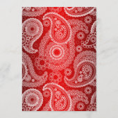 Carte Menu Red Shimmer Satin White Lace Paisley (Dos)