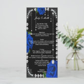 Carte Menu Romantique Roses Bleus Et Diamants Mari (Debout devant)