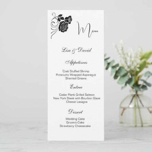 Carte menu Rose (Debout devant)