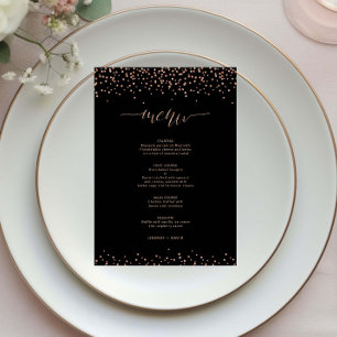 Carte menu rose or et parties scintillant noire ét