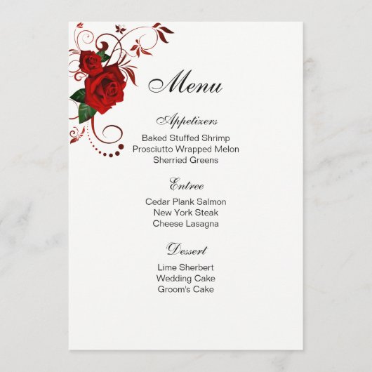 Carte menu Rose rouge (Devant)
