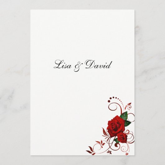 Carte menu Rose rouge (Dos)