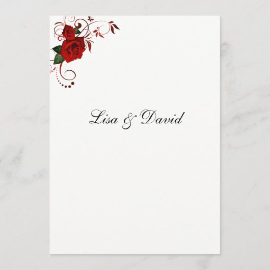 Carte menu Rose rouge (Dos)