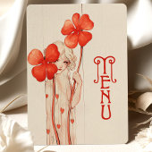 Carte Menu Rouge Clover Art Nouveau