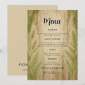 Carte menu Rustic Bark and Moss Forest Mariage (Devant / Derrière)