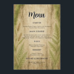 Carte menu Rustic Bark and Moss Forest Mariage<br><div class="desc">Complétez votre papeterie mariage en bois avec cette carte de menu rustique inspirée de la forêt. Conçu pour s'adapter au Faire-part de mariage rustique de l'écorce et de la Moss Forest, il présente une texture subtile d'écorce d'arbre accentuée de mousse verte douce et de délicats détails de fougères le long...</div>