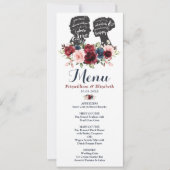 Carte menu Silhouette florale de la Marine bordeau (Devant)
