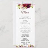 Carte Menu Simple Burgundy Floral Diner (Devant)