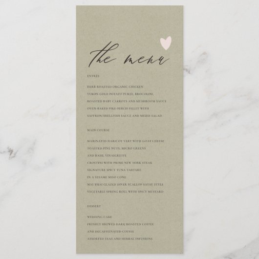 Carte menu SIMPLE ELEGANT GOLD KRAFT TYPOGRAPHIE (Devant)