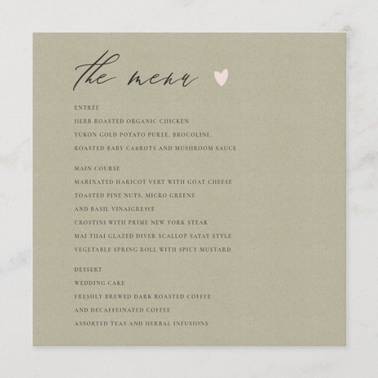 Carte menu SIMPLE ELEGANT GOLD KRAFT TYPOGRAPHIE (Devant)