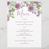 Carte Menu Soft Purple Floral Mariage Réception (Devant)
