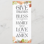 Carte Menu Thanksgiving Autumn Leaves Table Decor (Dos)
