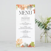 Carte Menu Thanksgiving Autumn Leaves Table Decor (Debout devant)