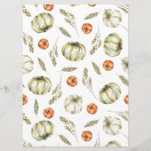 Carte menu Thanksgiving Rustique Watercolor (Dos)