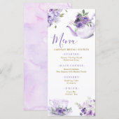 Carte menu thé à Fête des mariées florale violet (Devant / Derrière)