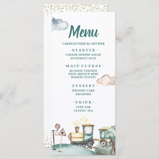 Carte menu Train Boy Second Birthday (Devant / Derrière)