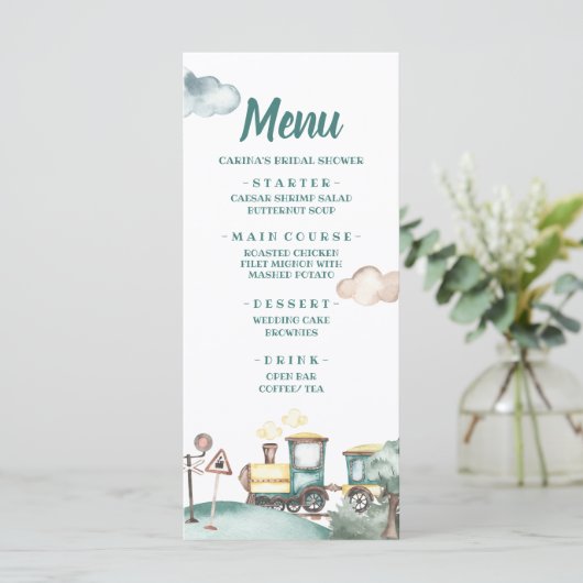 Carte menu Train Boy Second Birthday (Debout devant)