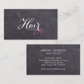 Carte menu Typographie Cheveux par nom (Devant / Derrière)