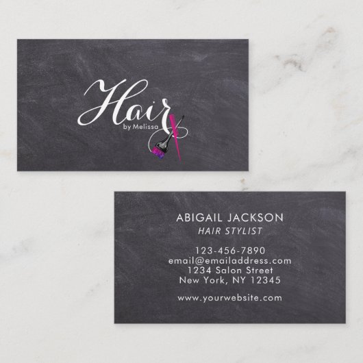 Carte menu Typographie Cheveux par nom (Devant / Derrière)