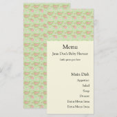 Carte Menu Vert Et Rose Paisley (Devant / Derrière)