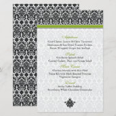 Carte menu verte, noire, blanche Damas (Devant / Derrière)