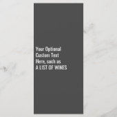 Carte Menu Vin texte personnalisé (Dos)