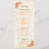 Carte menu vintage rose orange tangerine mariage (Dos)