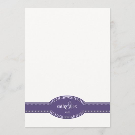Carte Menu violet, Collection Mariage Caroline (Dos)