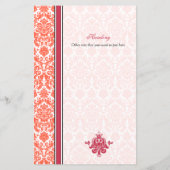 Carte menu Watermelon Coral Damask Version 2 (Dos)