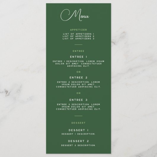 Carte menu - Wrightsville Manor Suite (Devant)