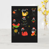 Carte Meow Christmas Xmas Lights Black Cat Pajamas Famil (Fleur jaune)