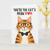 Carte Meow Maman Chat à Points (Fleur jaune)