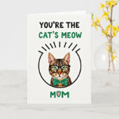 Carte Meow Maman Chat Rayé (Fleur jaune)