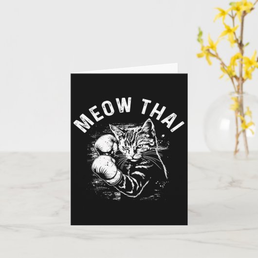 Carte Meow Thai Funny Muay Thai Boxe Chat Arts Martiaux (Fleur jaune)