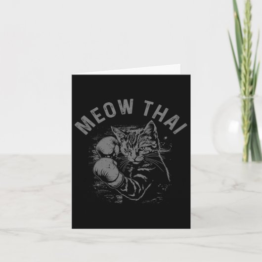 Carte Meow Thai Funny Muay Thai Boxe Chat Arts Martiaux (Devant)