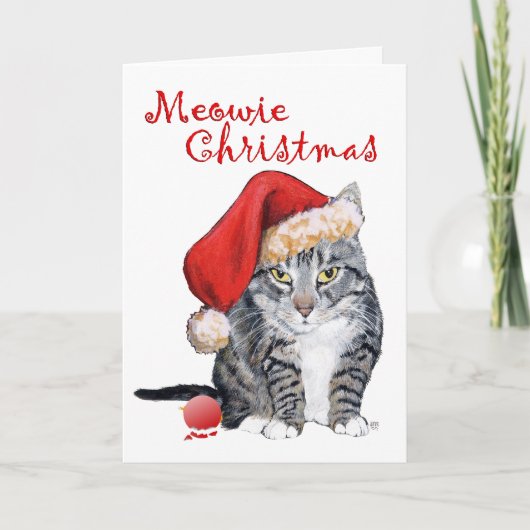 Carte Meowie Noël Chat Tigré (Devant)