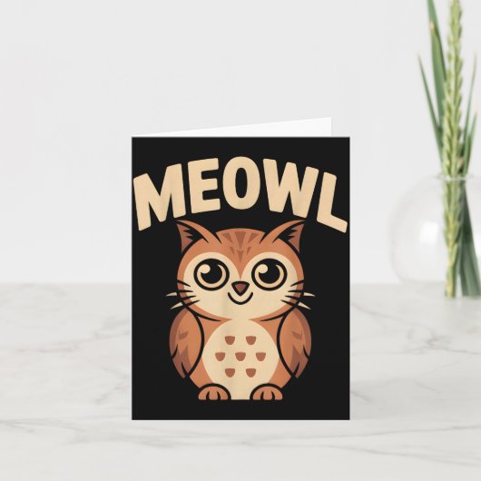 Carte Meowl Cat Owl Hybrid Funny Meme Brain Rot Gen Alph (Devant)
