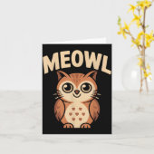Carte Meowl Cat Owl Hybrid Funny Meme Brain Rot Gen Alph (Fleur jaune)