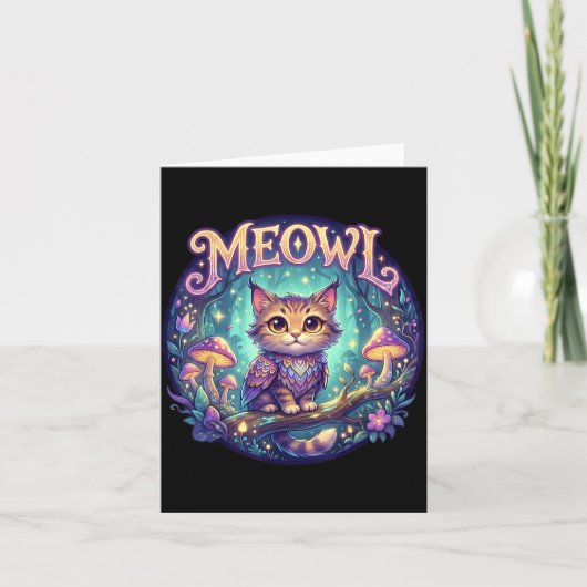 Carte Meowl Cat Owl Meme Brainrot Kids Cursed Silly Gen  (Devant)